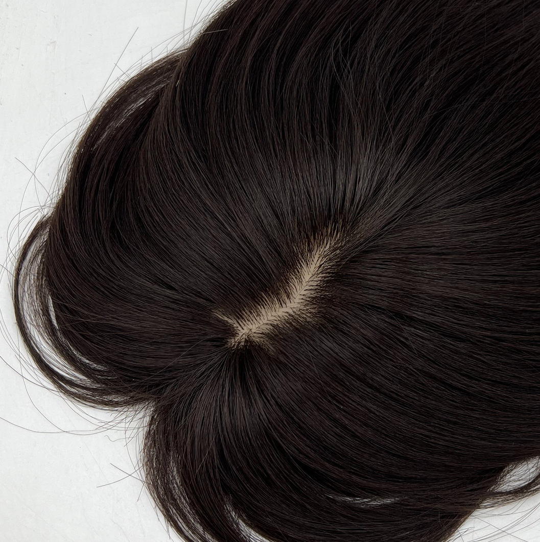 JBEXTENSION 16 Inches Scalpiana Hard Silky Topper Clip in Synthetic Fiber Wave Topper Hair Piece Hair with Bangs for Women Clip in Top Crown Hair Clip on Toupee Hairpiece for Slight Hair Loss/Thinning Hair