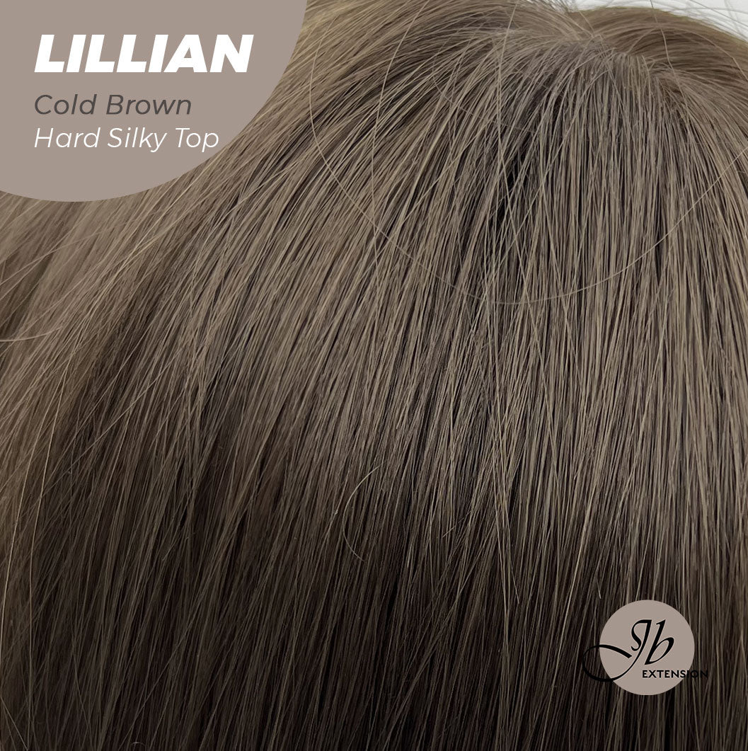 JBEXTENSION 26 Inches Scalpiana Cold Brown Curly 3.5X4 Hard Silky Top Natural Scalp Effect Wig LILLIAN COLD BROWN