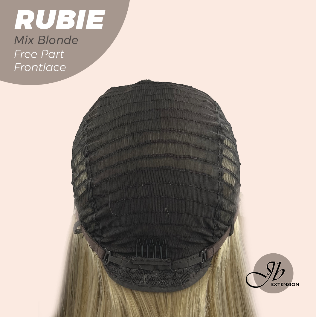 JBEXTENSION 30 Inches Mix Blonde With Highlight Long Straight Fiber X, Tangle Less Pre-Cut Free Part Frontlace Glueless Wig RUBIE MIX BLONDE【FIBER X】