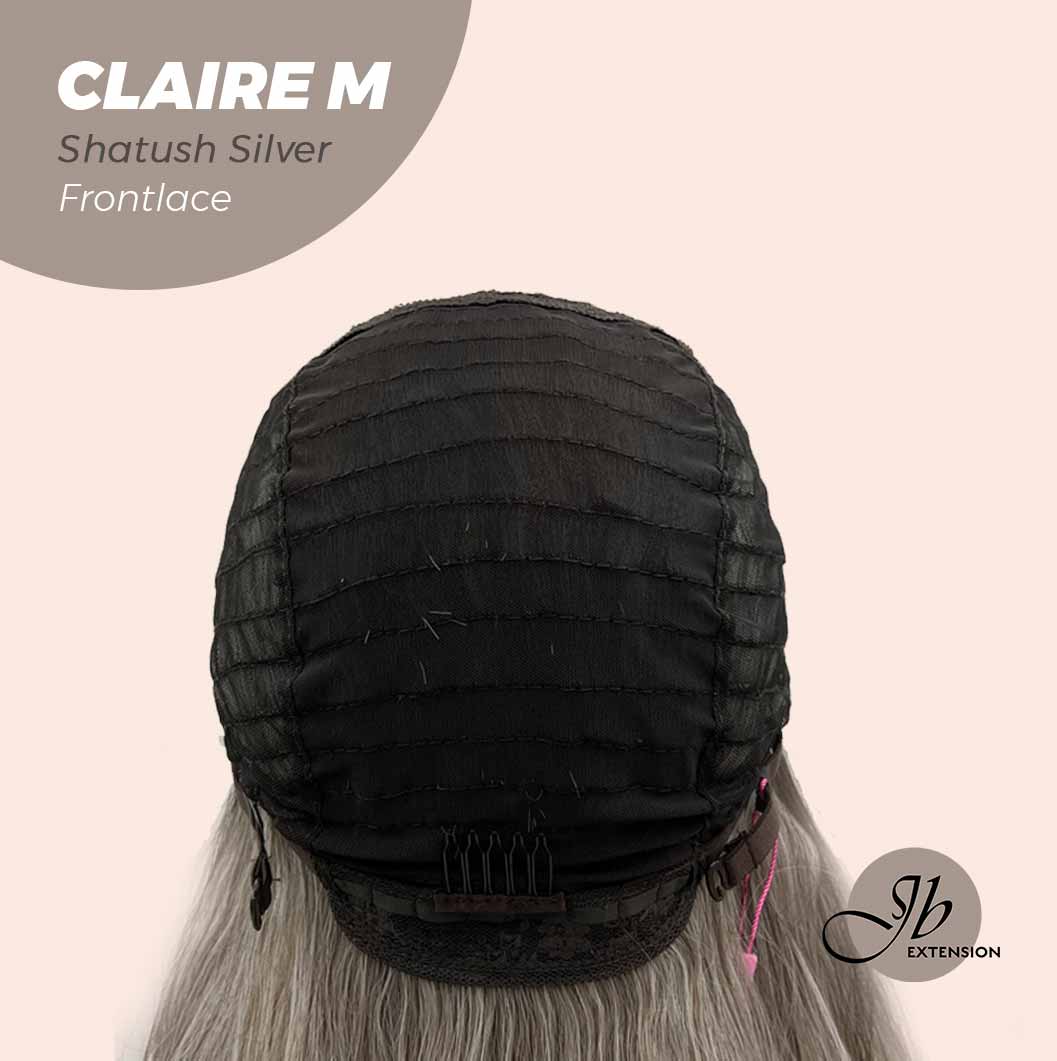 JBEXTENSION 22 Inches Body Wave Shatush Silver Pre-Cut Frontlace Glueless Wig CLAIRE M SILVER