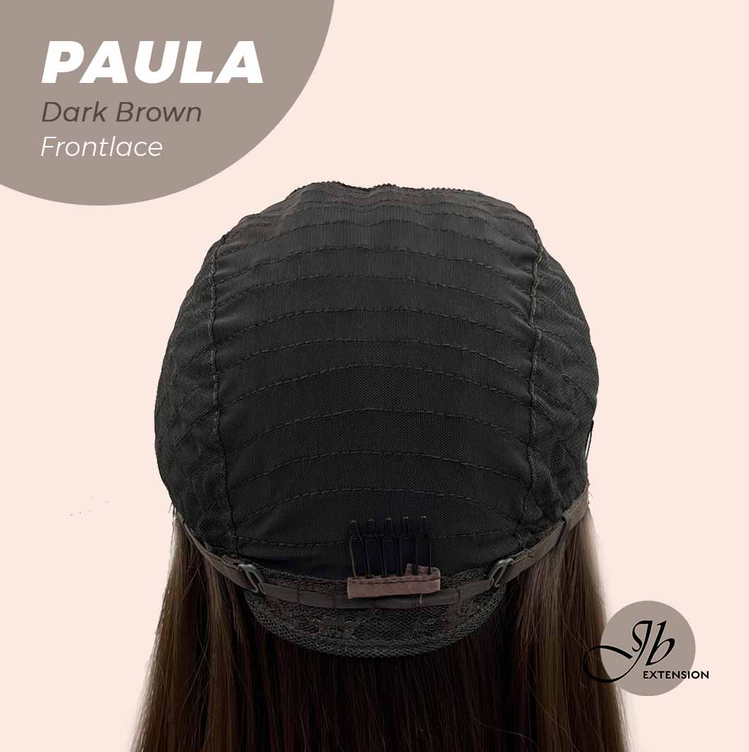 JBEXTENSION 12 Inches Bob Cut Chocolate Brown Straight Pre-Cut Frontlace Glueless Wig PAULA DARK BROWN