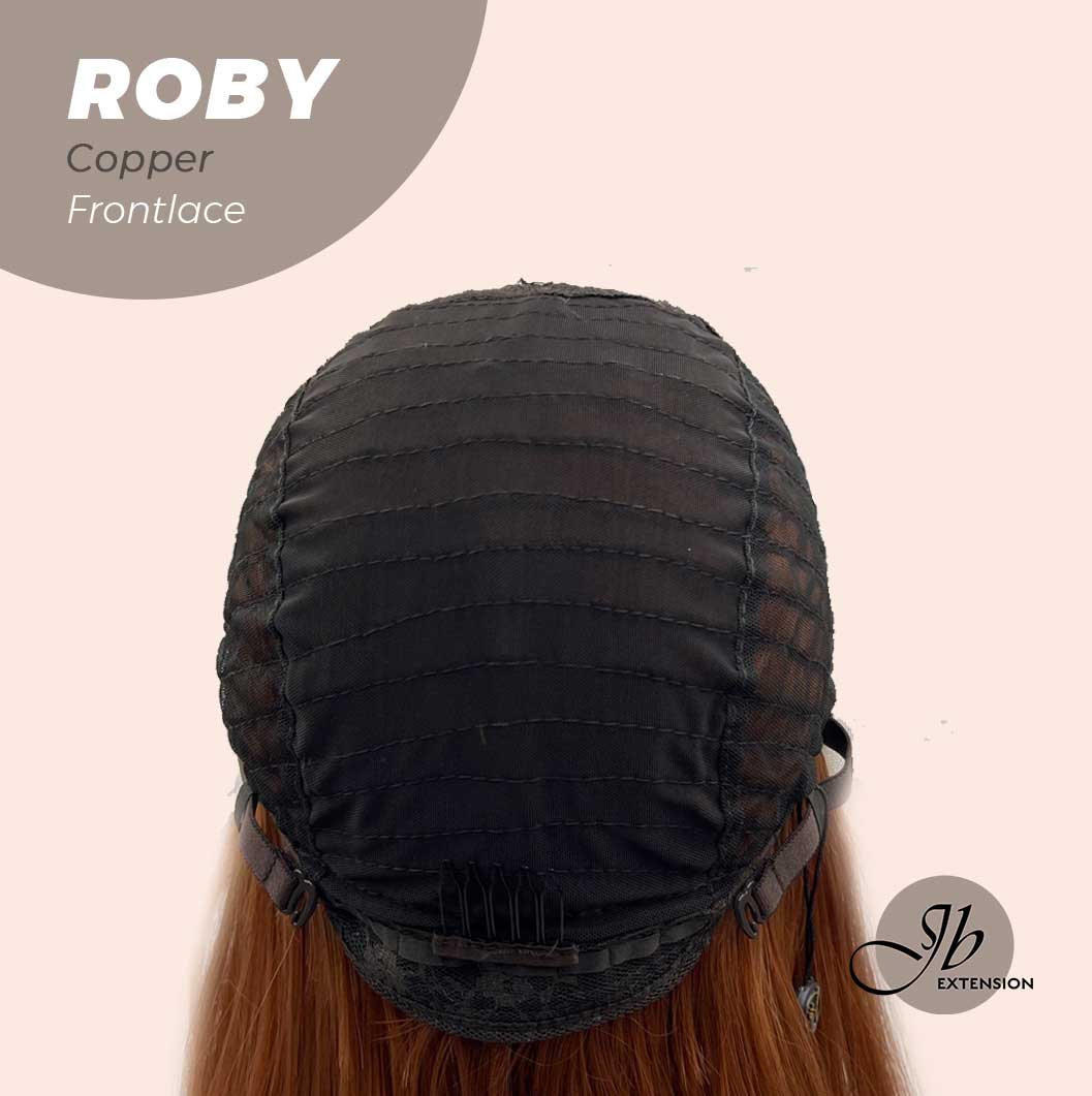 JBEXTENSION 22 Inches Copper Medium Length Women Pre-Cut Frontlace Glueless Wig ROBY COPPER