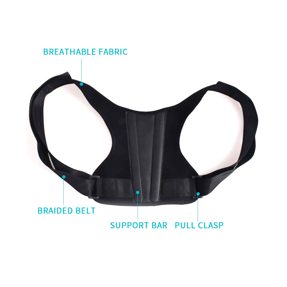 Corrector de postura ajustable con barra de soporte para la espalda y faja superior transpirable.
