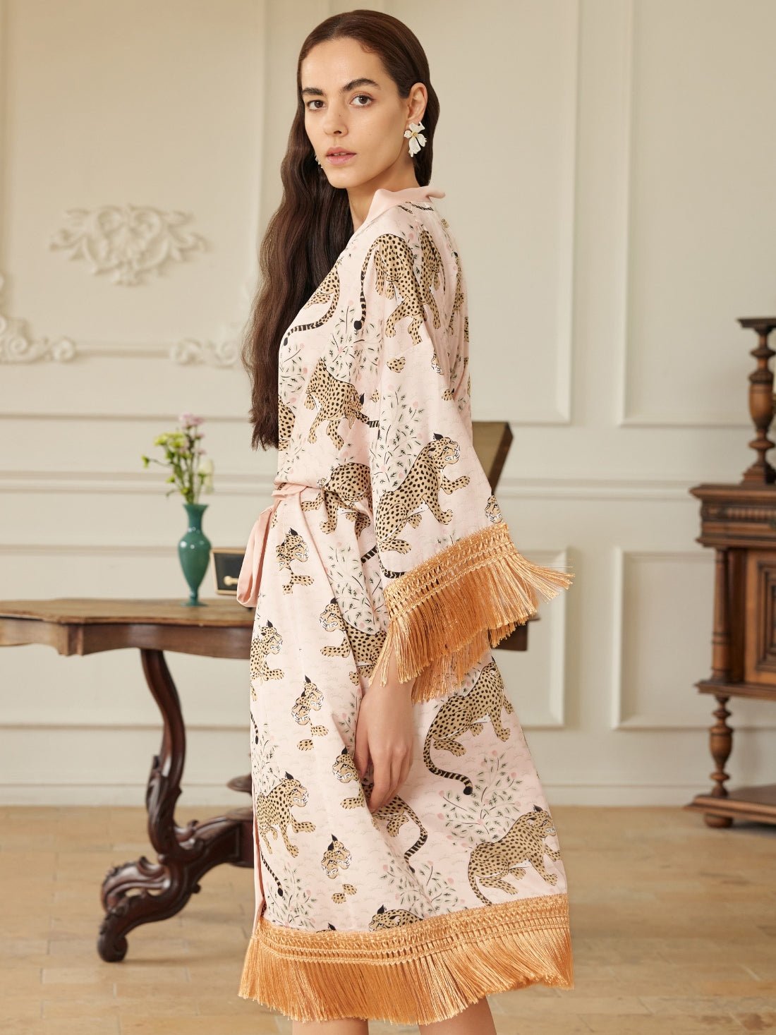Pink Leopard Tassel Kimono Robe | Daily Health & Beauty