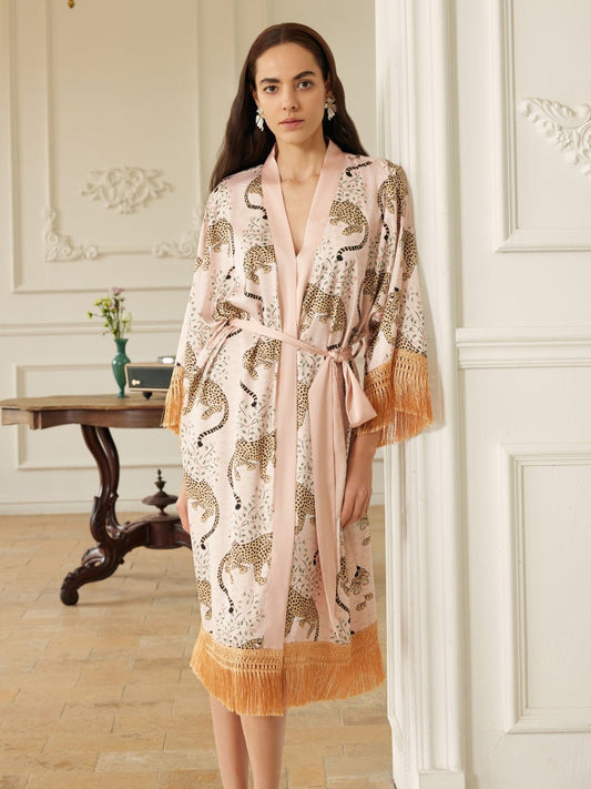 Pink Leopard Tassel Kimono Robe | Daily Health & Beauty