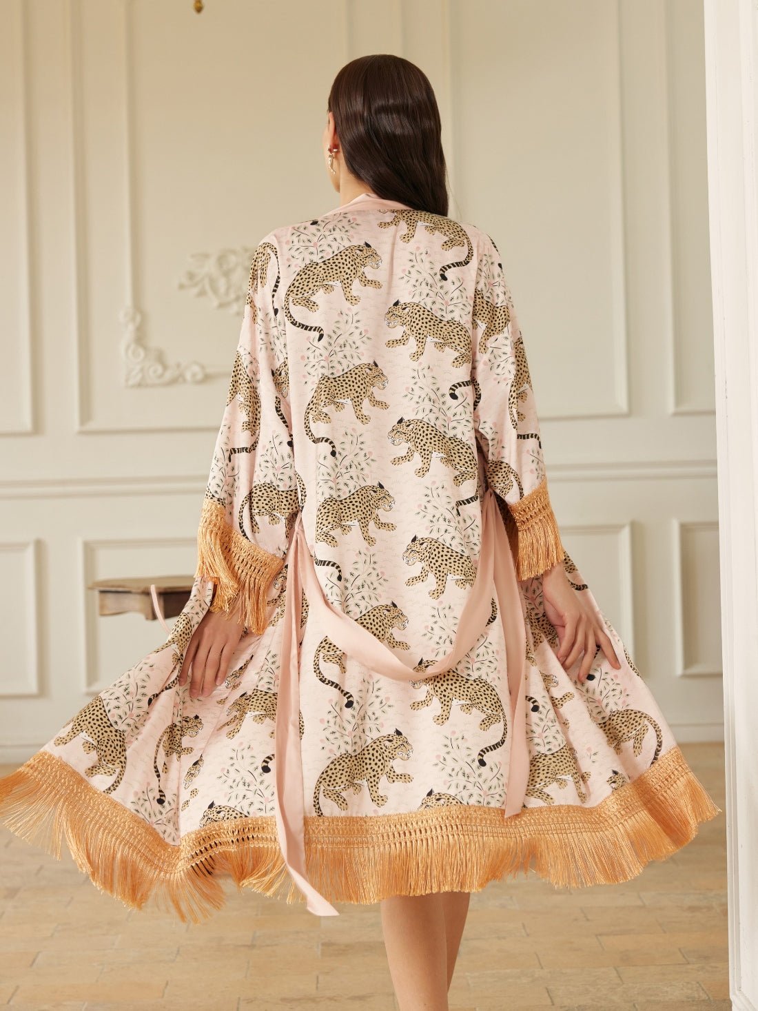 Pink Leopard Tassel Kimono Robe | Daily Health & Beauty