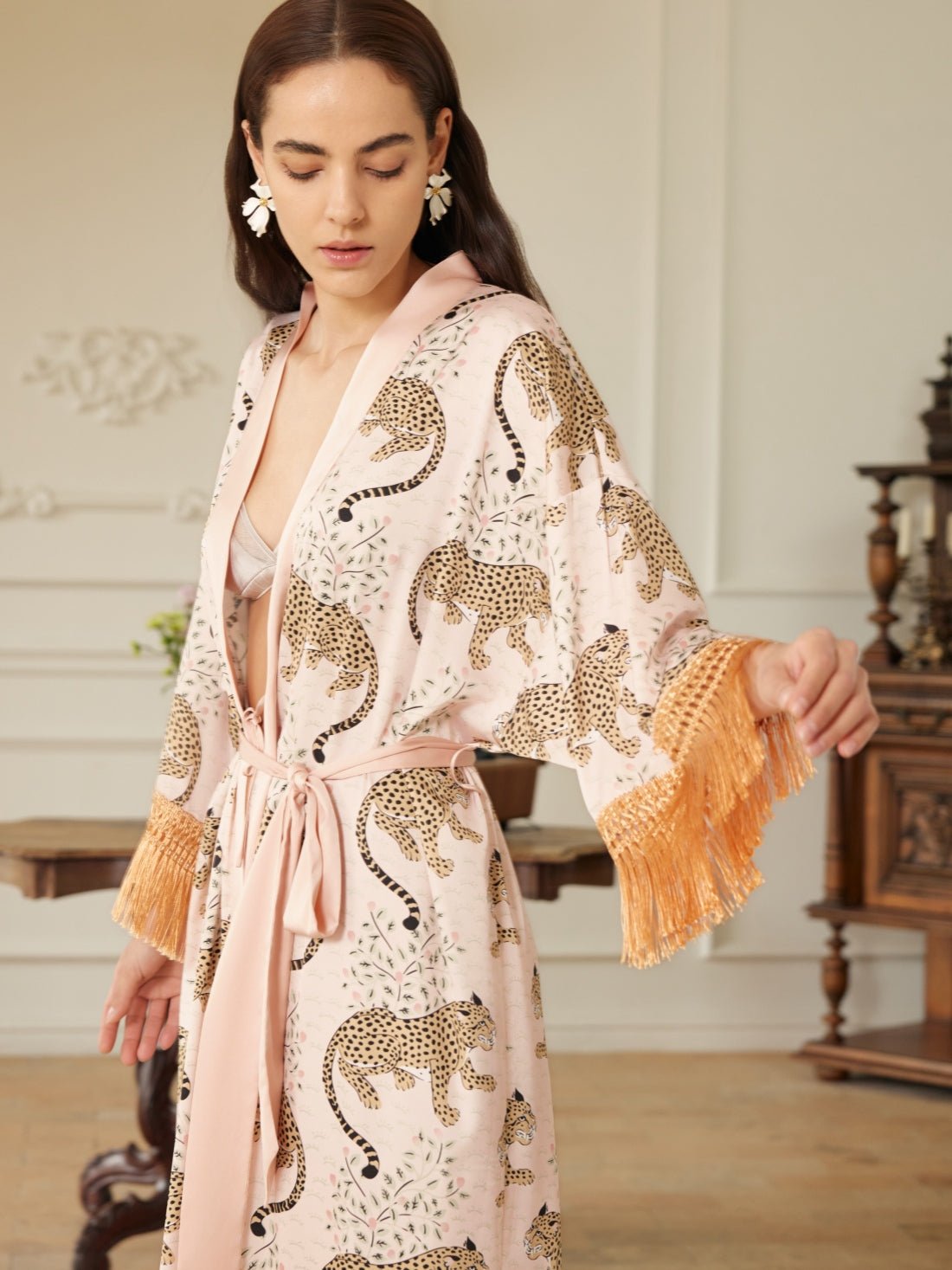 Pink Leopard Tassel Kimono Robe | Daily Health & Beauty