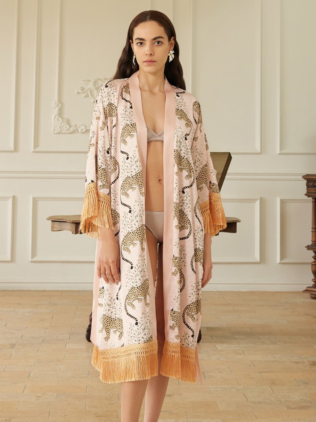 Pink Leopard Tassel Kimono Robe | Daily Health & Beauty