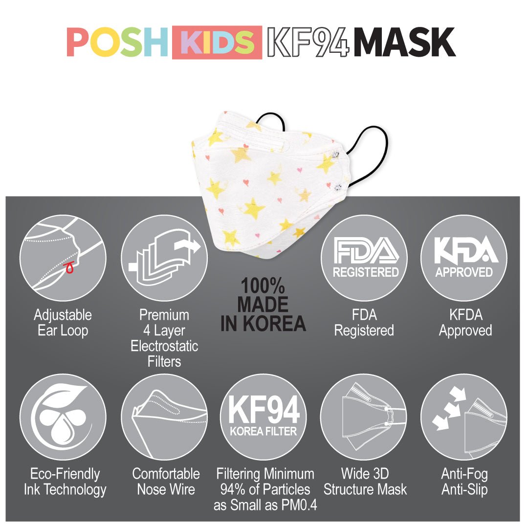 POSH KIDS KF94 Small Mask Little Stars - White (KA12) | Daily Health & Beauty