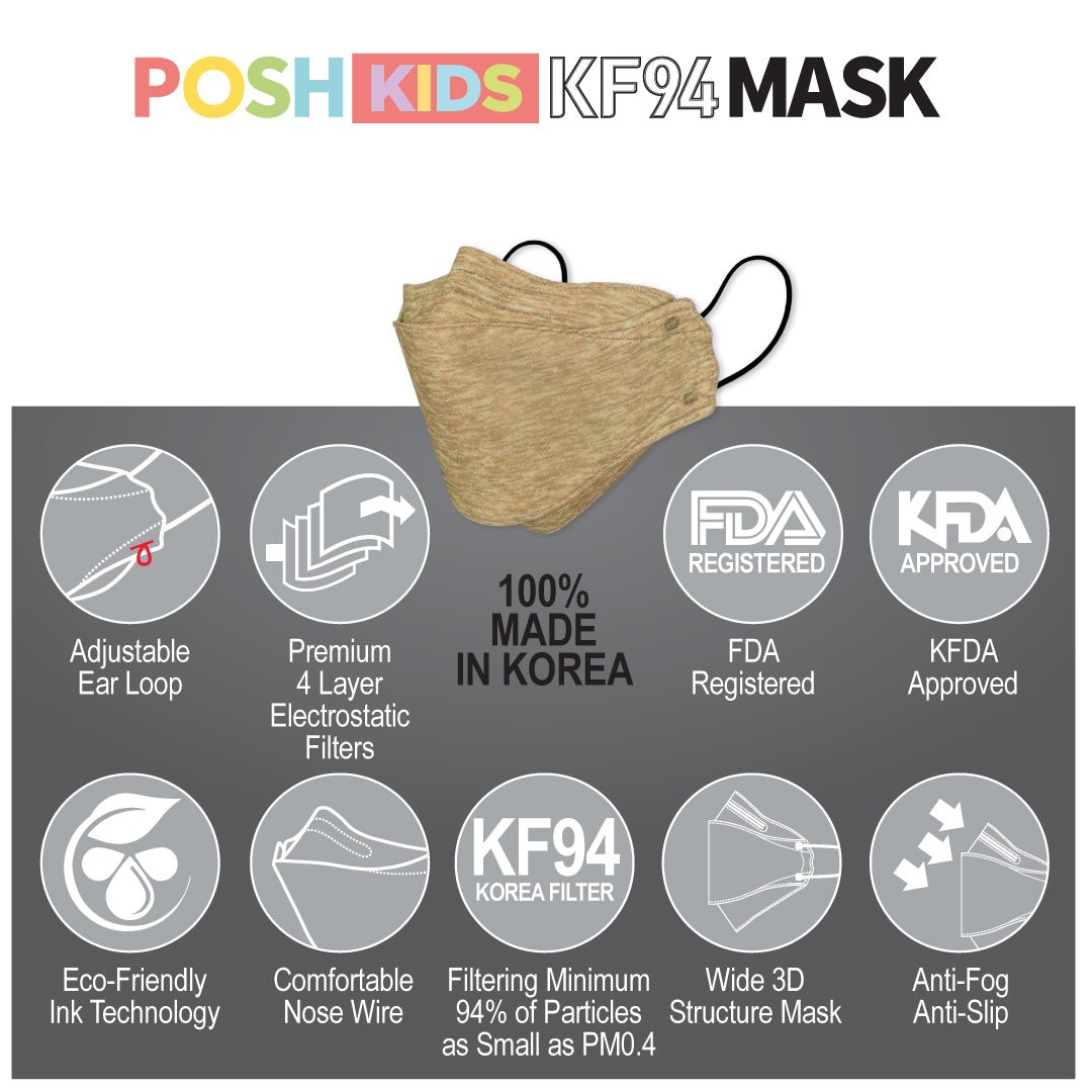 POSH KIDS KF94 Small Mask Melange Cocoa (KA_M06) | Daily Health & Beauty