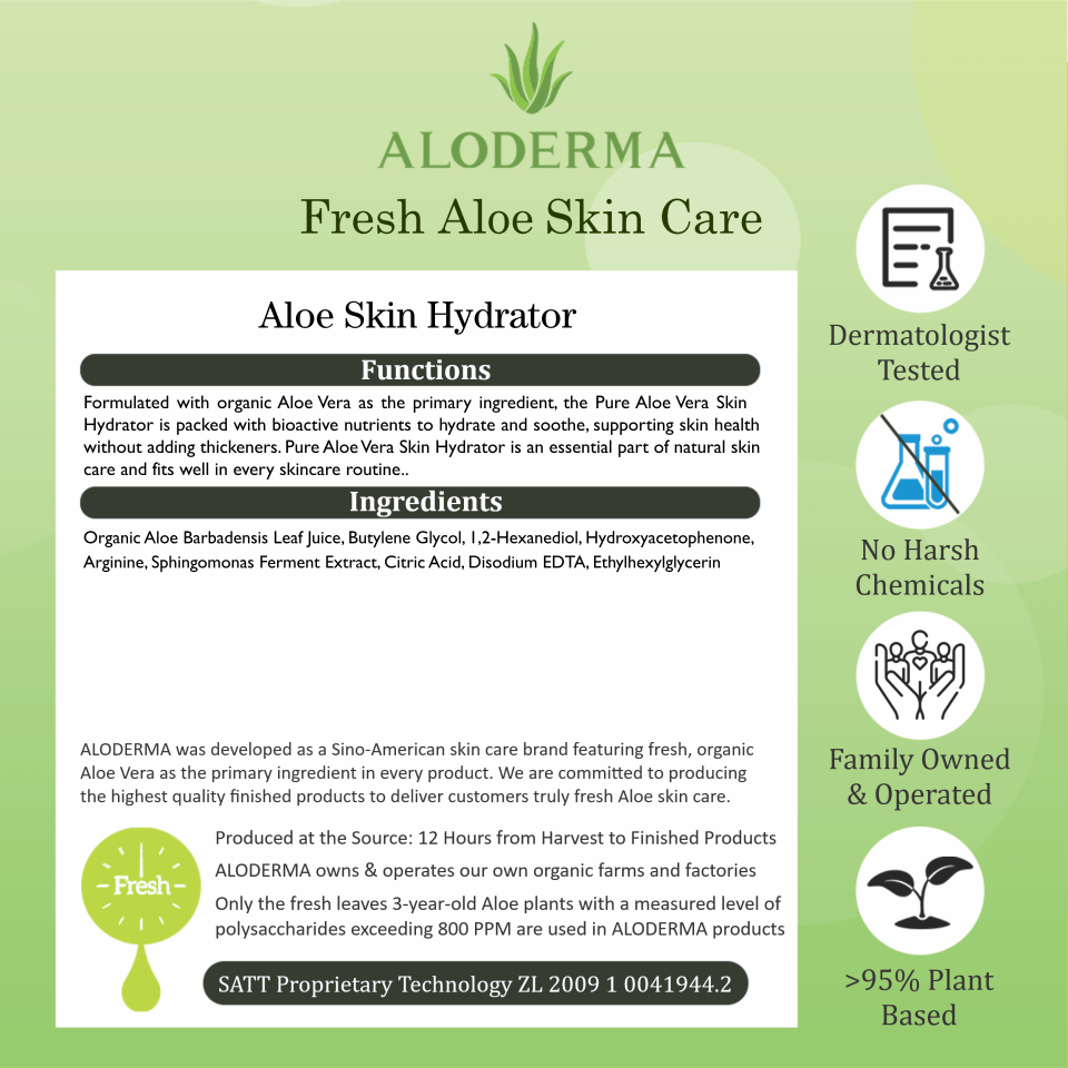 Hidratante para la piel con aloe vera puro - 99,8 % de aloe orgánico