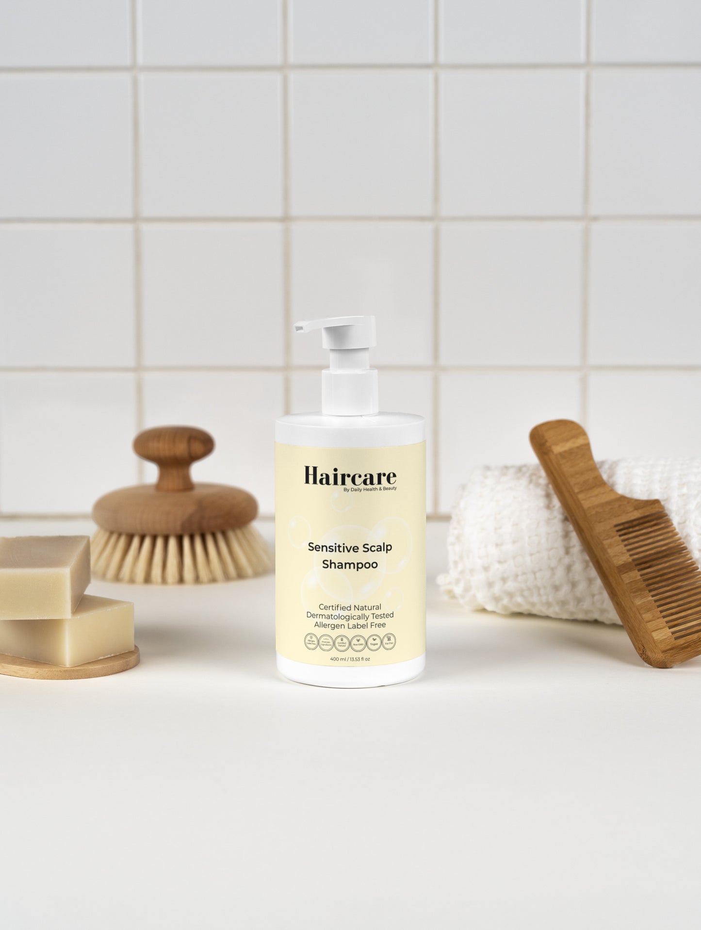 Sensitive Scalp Shampoo with organic plum and linden extracts — soothing relief for sensitive scalps