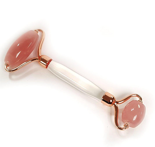 Rose Quartz Facial Roller (Clear Handel)