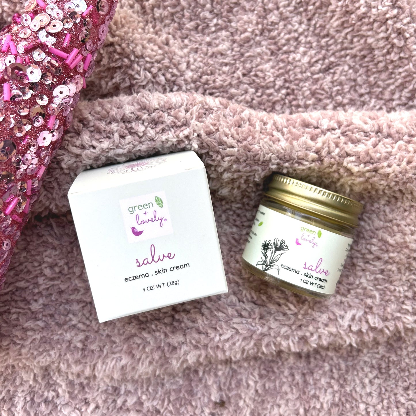 Salve with added Comfrey, Healing, Organic Skin Cream {glass}