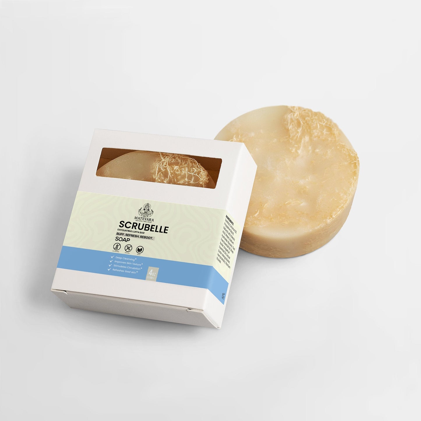 Scrubelle Exfoliating Luffa Bar |Handmade Exfoliating Bar | 4 oz
