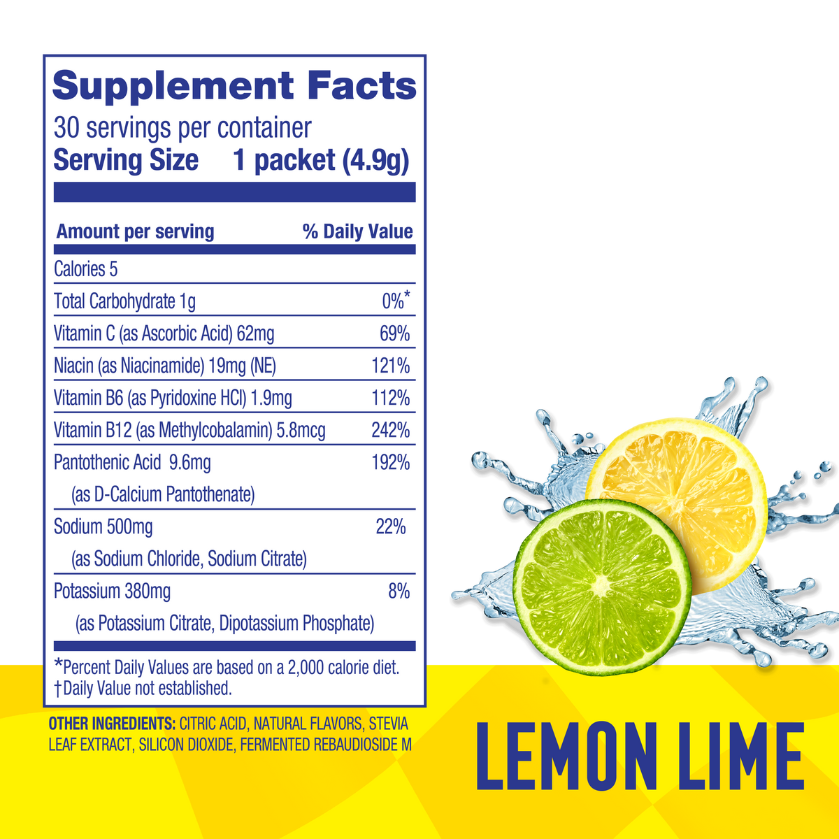 Lemon-Lime Electrolyte Mix – Zero Sugar Premium Electrolyte Stick Packs (30 Sticks)