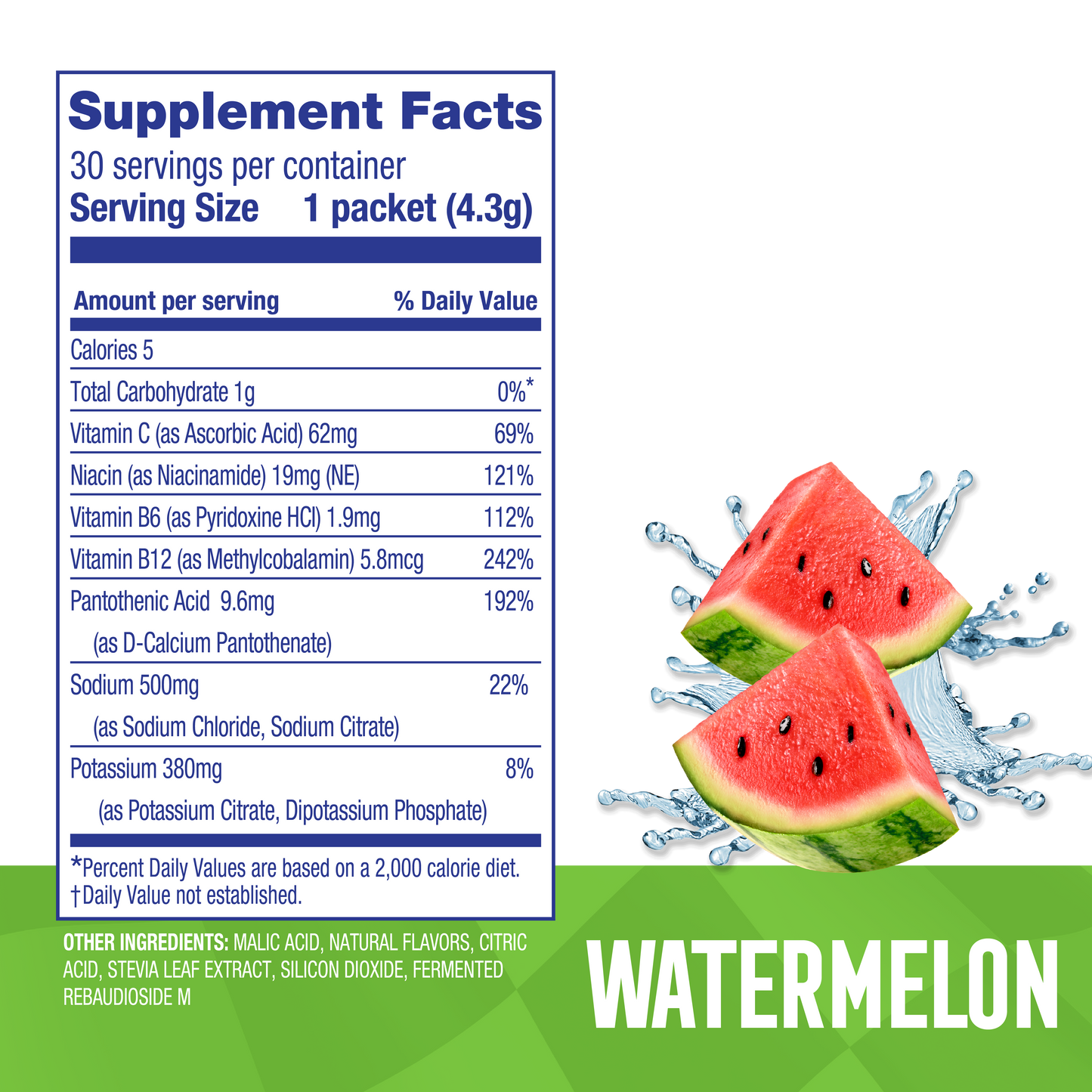 Watermelon Electrolyte Mix – Zero Sugar Premium Electrolyte Stick Packs (30 Sticks)