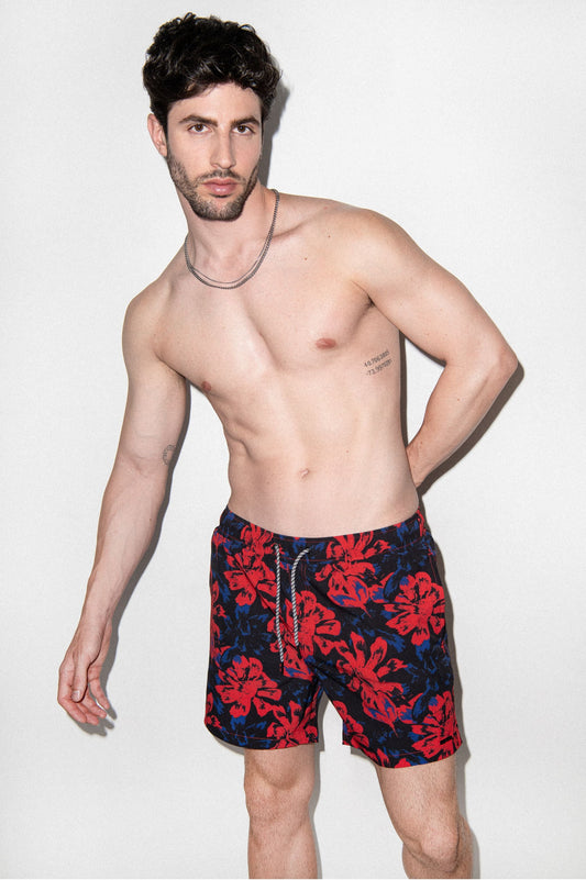 Tulum 5-Inch Swim Trunk – Red Vintage Floral