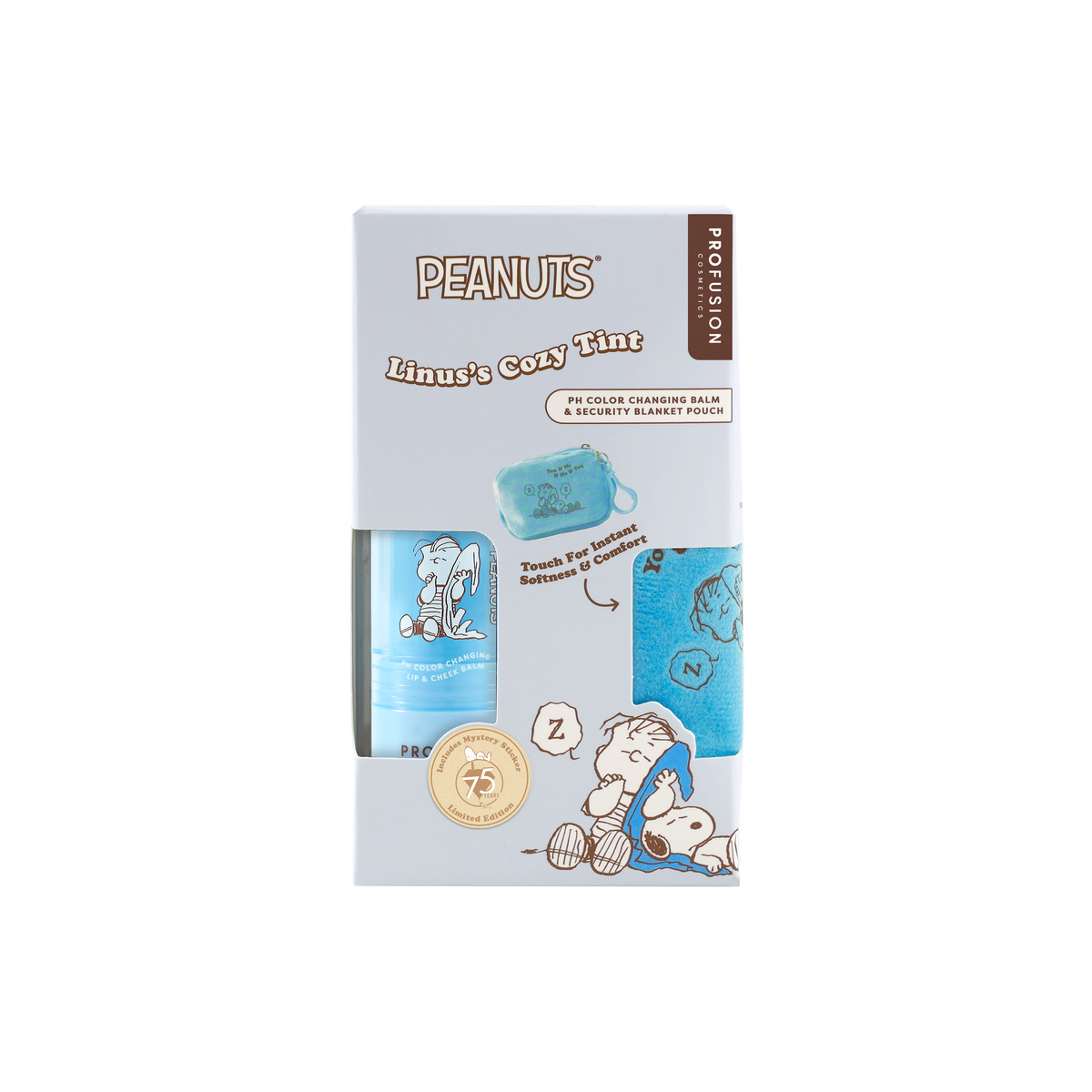 Peanuts 75th | Linus’s Cozy Tint PH Color Changing Balm & Security Blanket Pouch