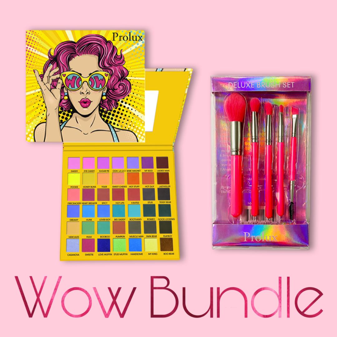 Paquete Wow | Paleta de sombras de ojos y set de pinceles rosa neón