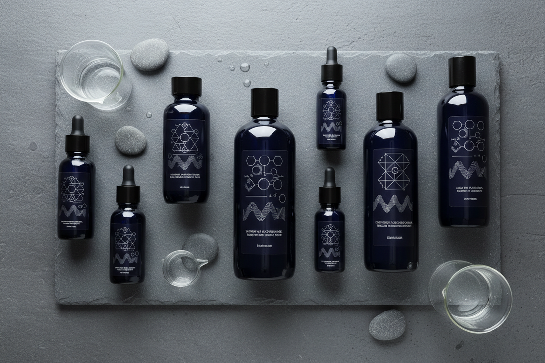 FOLIGAIN® advanced hair care products featuring the award-winning TRIOXIDIL® collection — premium serums and treatments displayed on a dark slate surface with soft studio lighting