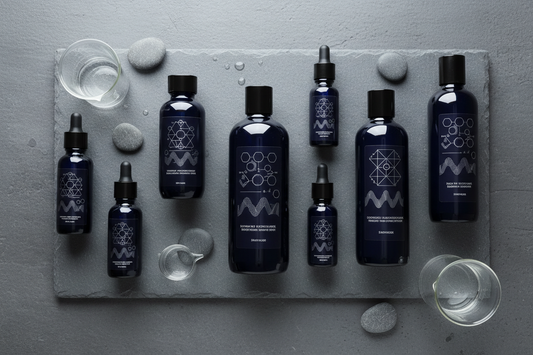 FOLIGAIN® advanced hair care products featuring the award-winning TRIOXIDIL® collection — premium serums and treatments displayed on a dark slate surface with soft studio lighting