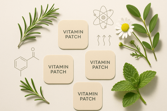 Barrière transdermal wellness patches displayed on a clean minimal surface with a clinical yet premium aesthetic