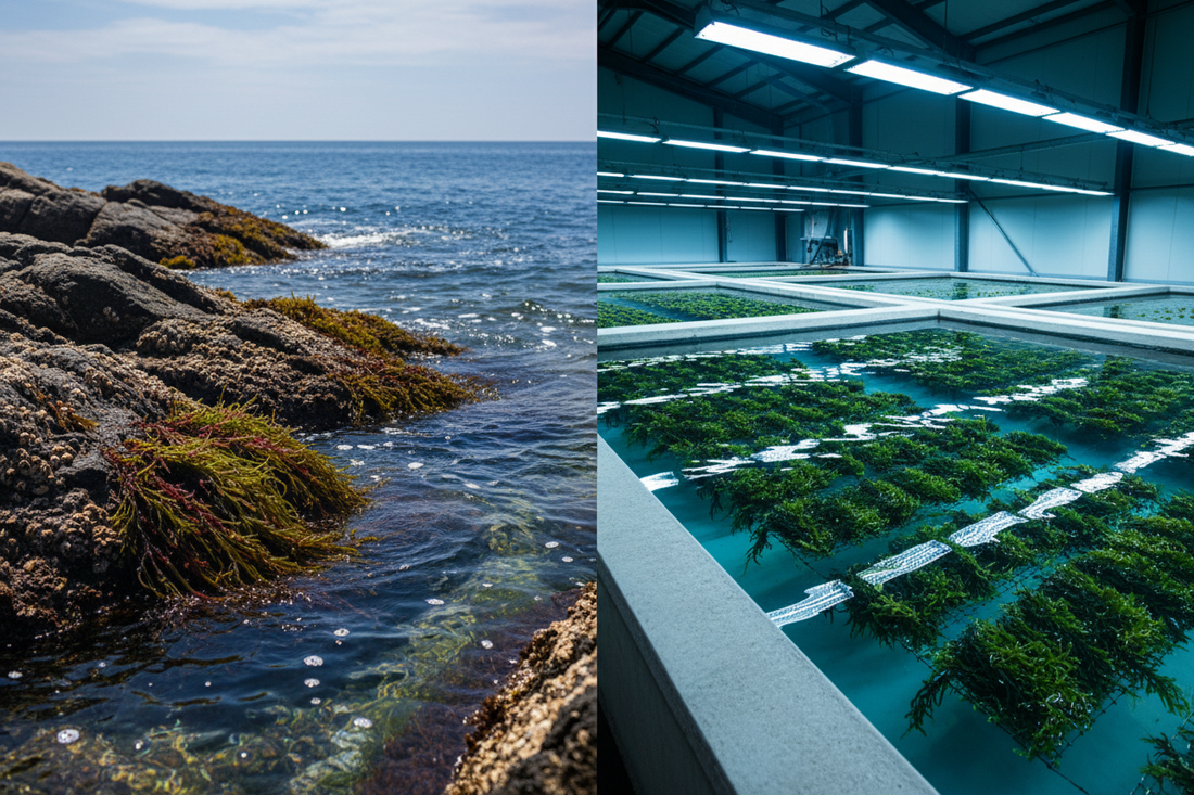 Wild harvested sea moss growing on Atlantic ocean rocks compared to farmed pool-grown sea moss — Daily Health & Beauty sourcing guide