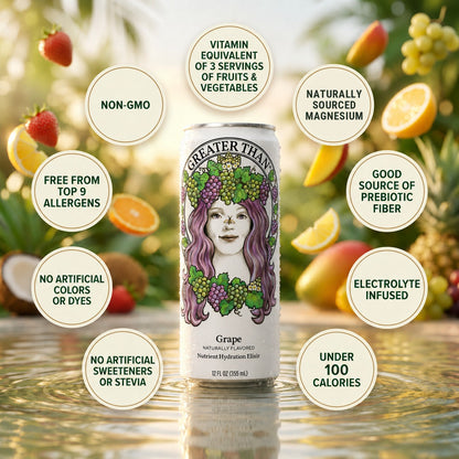 Grape: Coconut Water and Real Fruit Juice with Electrolytes, Vitamins and Fiber
