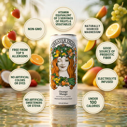 Orange Mango: Coconut Water and Real Fruit Juice with Electrolytes, Vitamins and Fiber