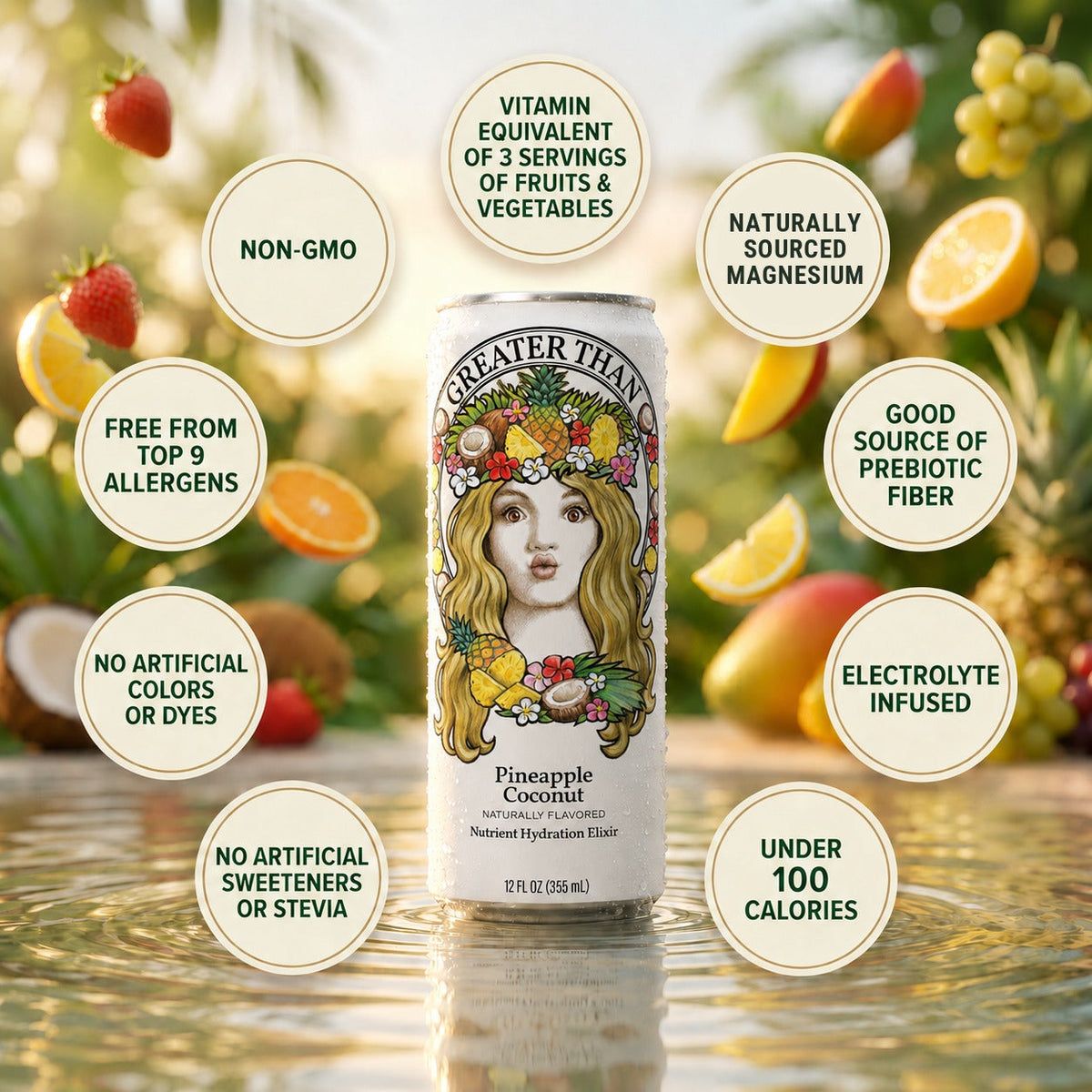 Pineapple Coconut: Coconut Water and Real Fruit Juice with Electrolytes, Vitamins and Fiber