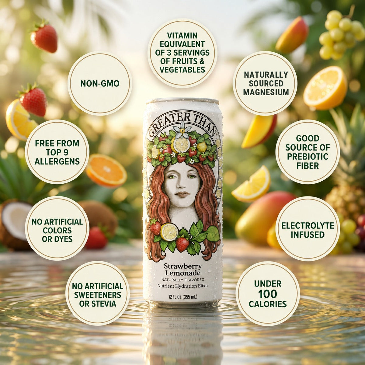 Strawberry Lemonade: Coconut Water and Real Fruit Juice with Electrolytes, Vitamins and Fiber