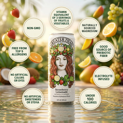 Strawberry Lemonade: Coconut Water and Real Fruit Juice with Electrolytes, Vitamins and Fiber