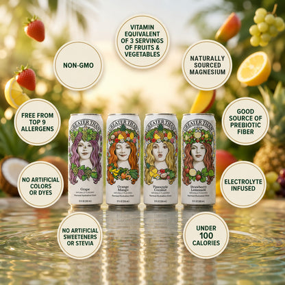 Variety Pack: Coconut Water and Real Fruit Juice with Electrolytes, Vitamins and Fiber