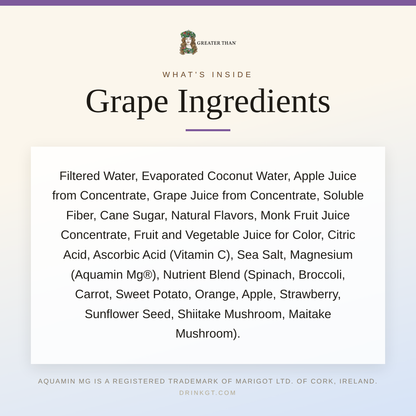 Grape: Coconut Water and Real Fruit Juice with Electrolytes, Vitamins and Fiber