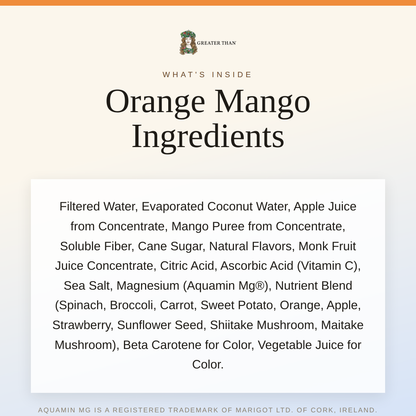 Orange Mango: Coconut Water and Real Fruit Juice with Electrolytes, Vitamins and Fiber