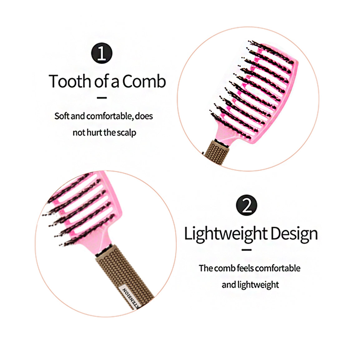JBextension Curved Boar Bristle Hair Brush Professional Detangling Hairbrush Head Massage Comb Hairdressing Styling Comb