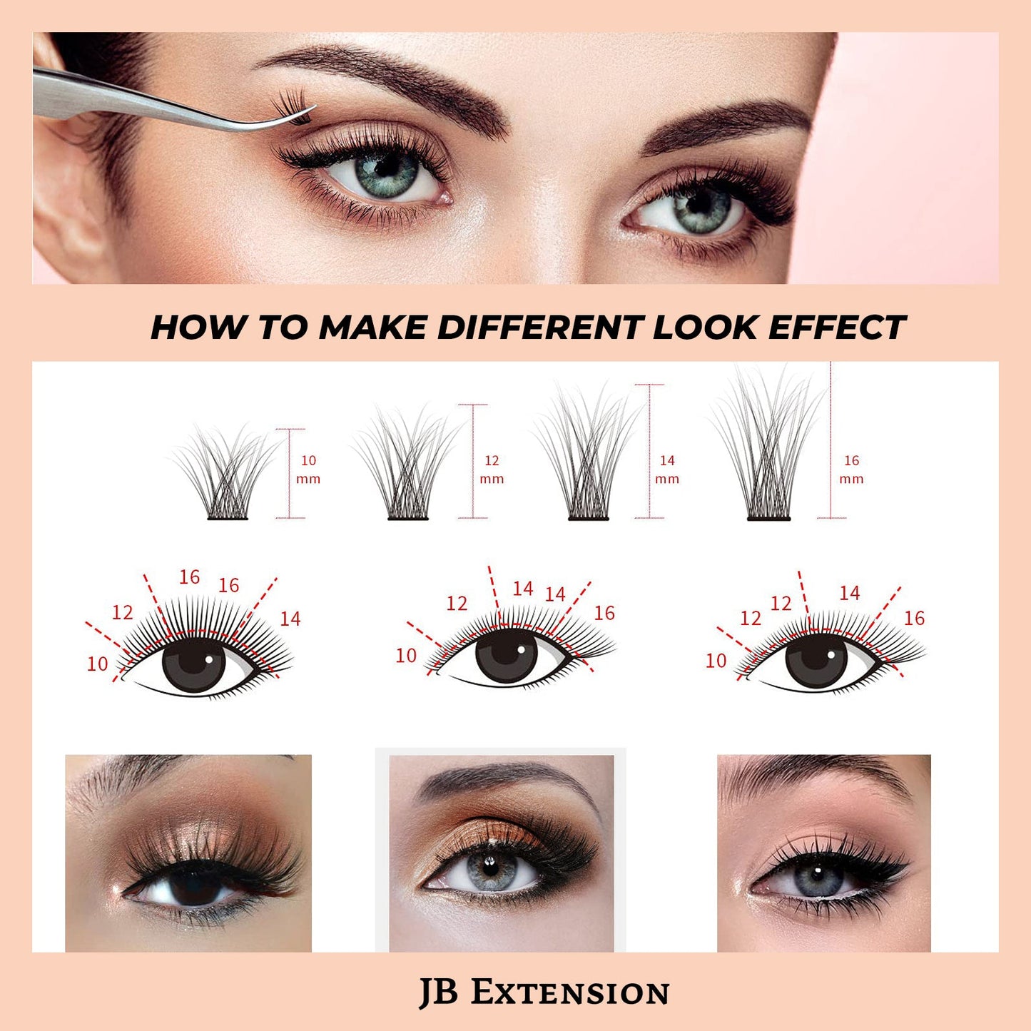 JBextension DIY Cluster Lashes 72 Clusters Lashes NO GLUE Included¡¾Starlit Glam-Lash¡¿