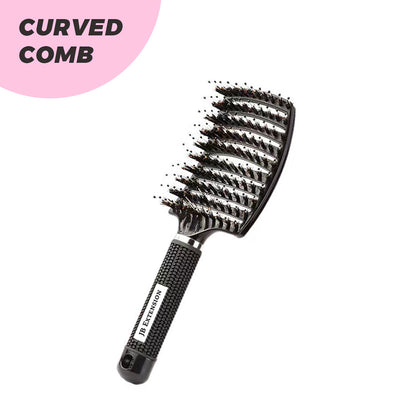 JBextension Curved Boar Bristle Hair Brush Professional Detangling Hairbrush Head Massage Comb Hairdressing Styling Comb