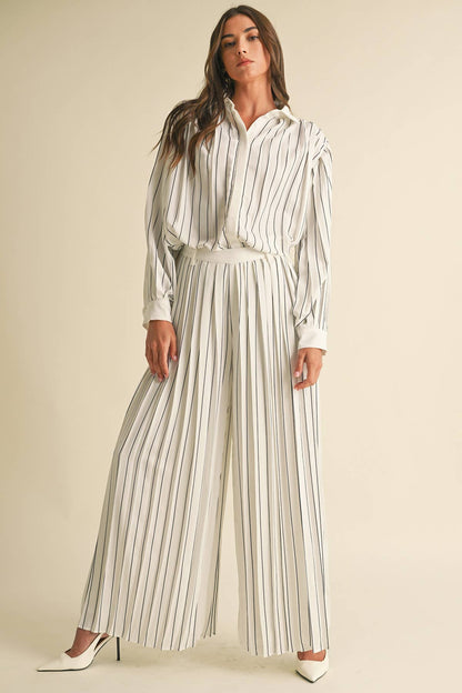 Pleated Stripe Pants