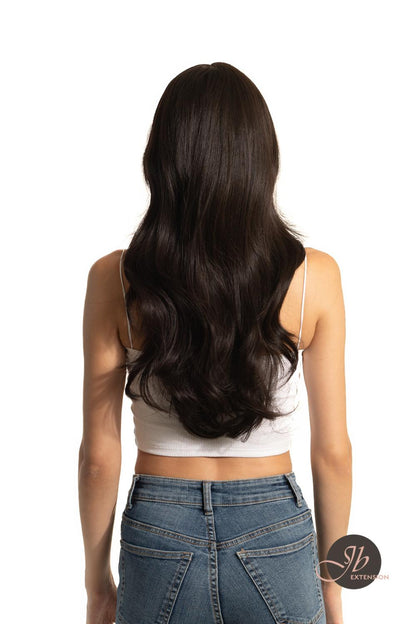 JBEXTENSION 26 Inches Curly Women Tea Black Darkest Brown Wig Pre-Cut Frontlace Glueless Wig EMMIE