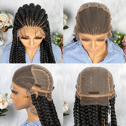 JBEXTENSION 36" Full Lace Front Braided Wigs for Women Box Braids Wig with Baby Hair Synthetic Lace Frontal AMARA