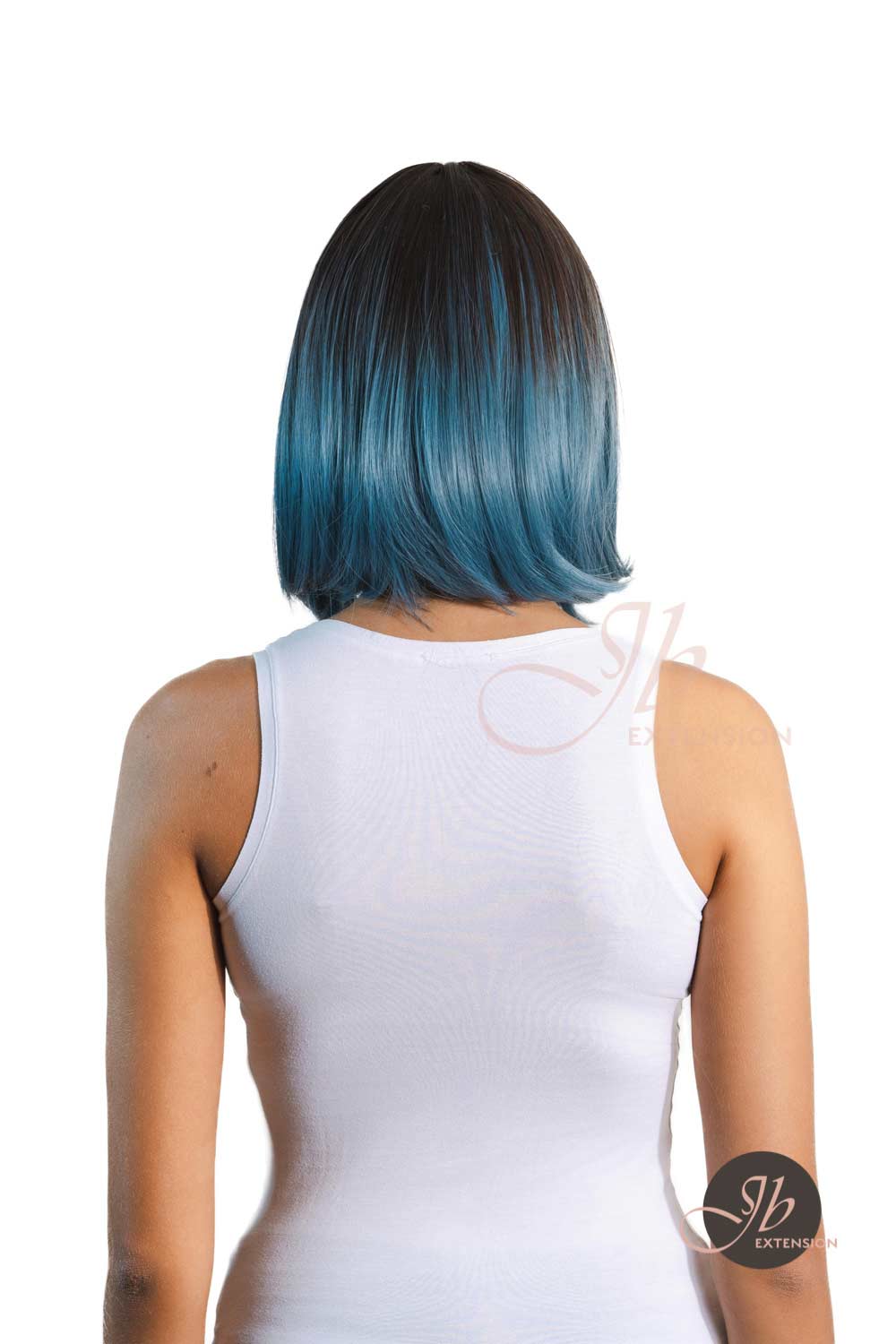 JBEXTENSION 12 Inches Bob Cut Ombre Blue Straight Short Wig LYNN