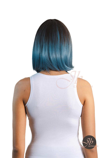 JBEXTENSION 12 Inches Bob Cut Ombre Blue Straight Short Wig LYNN