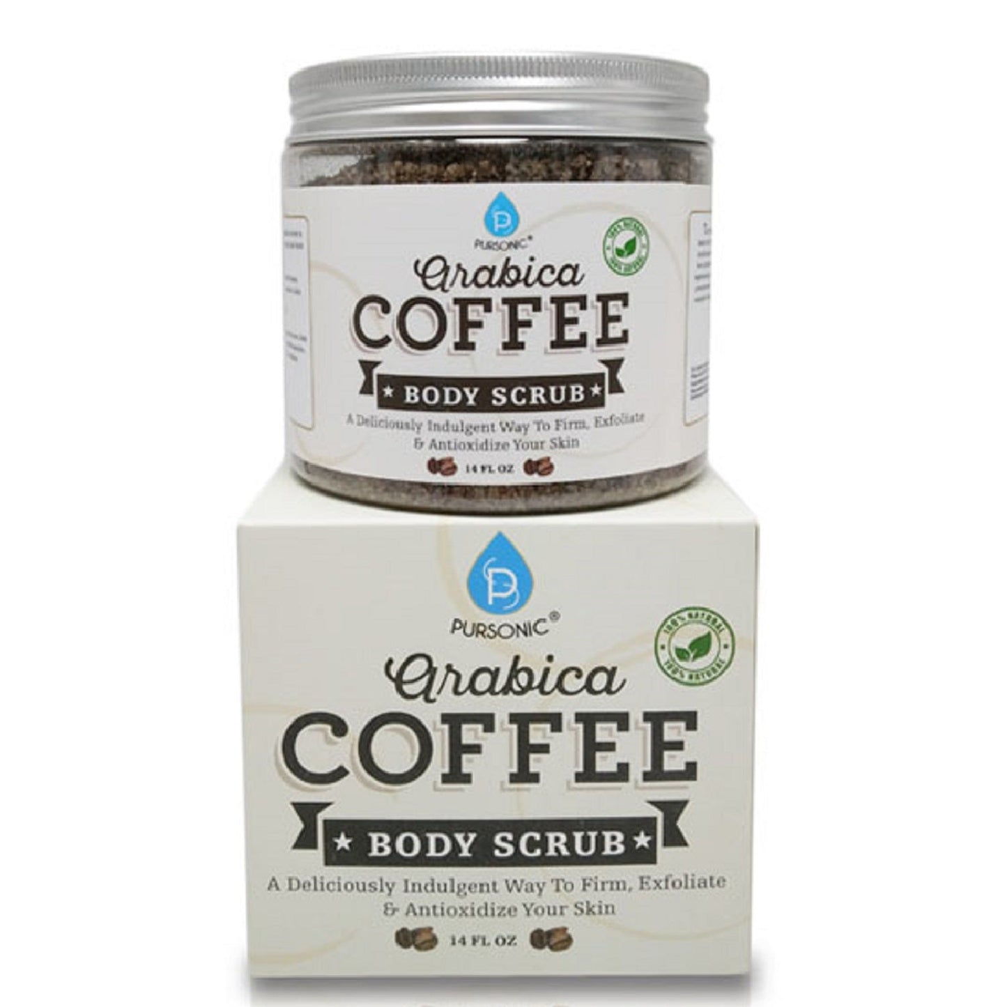 Exfoliante corporal de café arábigo 100 % natural, 14 oz