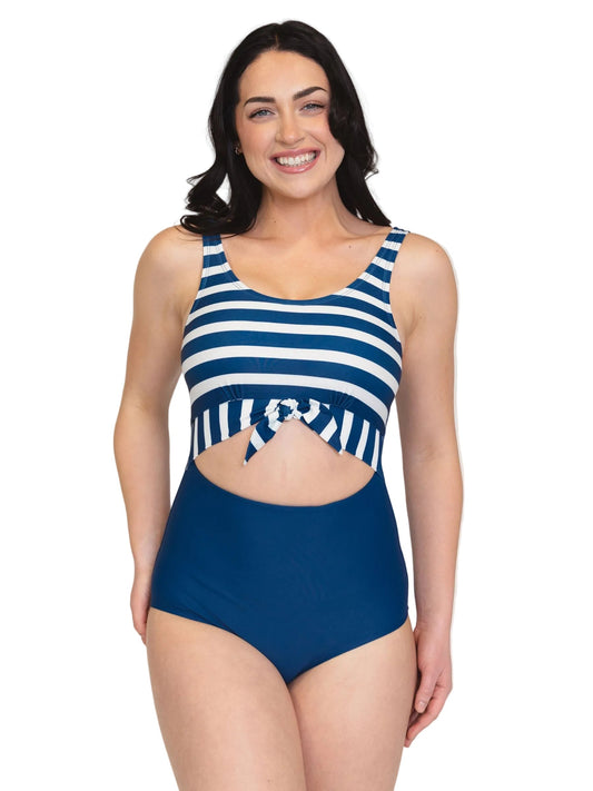 Navy Stripe Knotted One-Piece