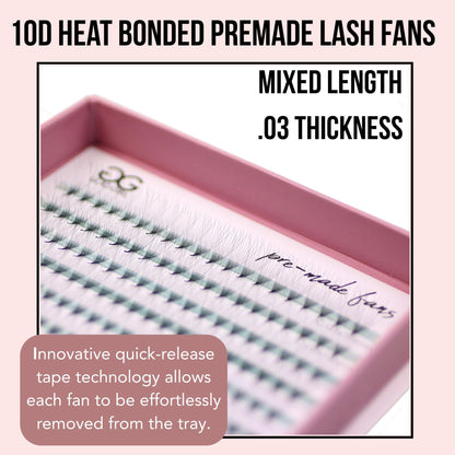10D Heat Bonded PreMade Lash Fans - Mega Volume - 400 Fans