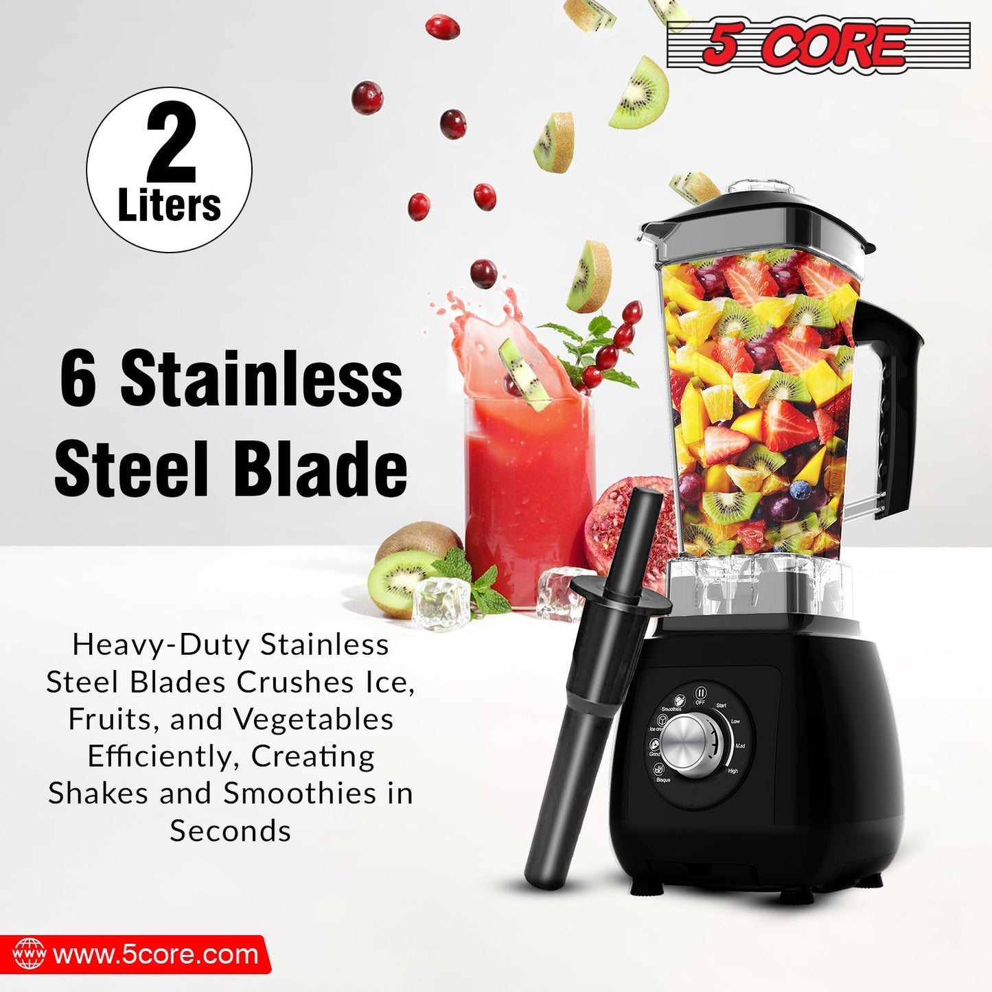 5Core Juicer Blender Machines 2000W  High-Speed Countertop Kitvhen