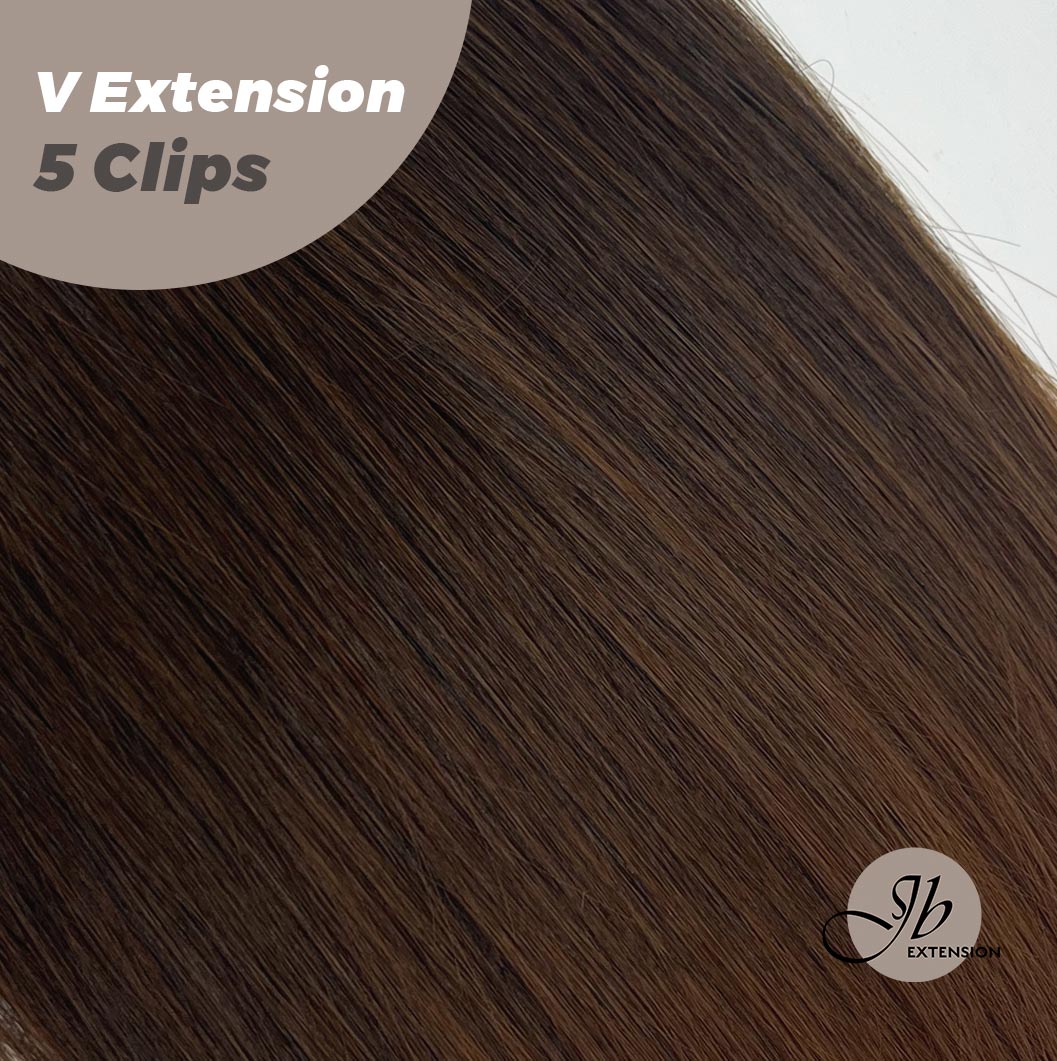 JBEXTENSION 20 Inches Hair V Extensions 5 Clip-in Straight Hair Extension With Clips 160g