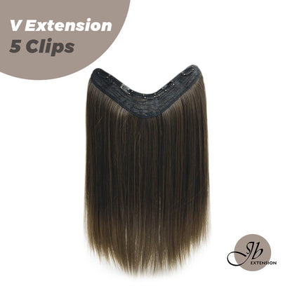 JBEXTENSION 20 Inches Hair V Extensions 5 Clip-in Straight Hair Extension With Clips 160g